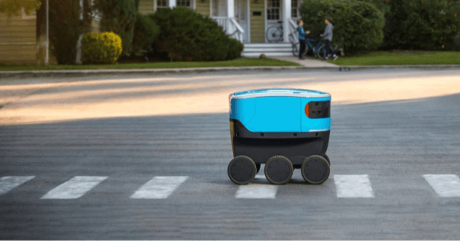 autonomous robot moving on a road