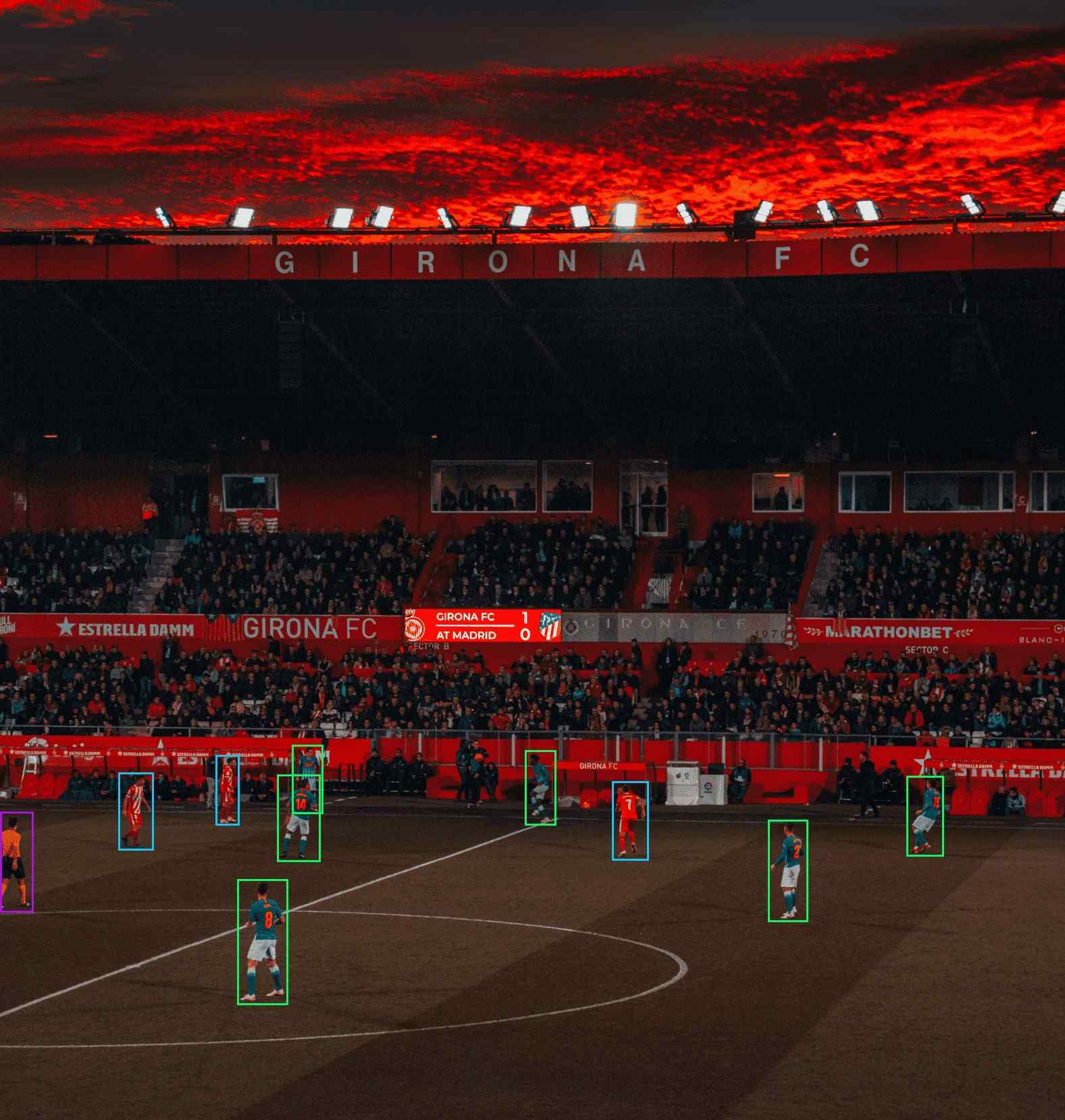 tracking players using AI in a football game